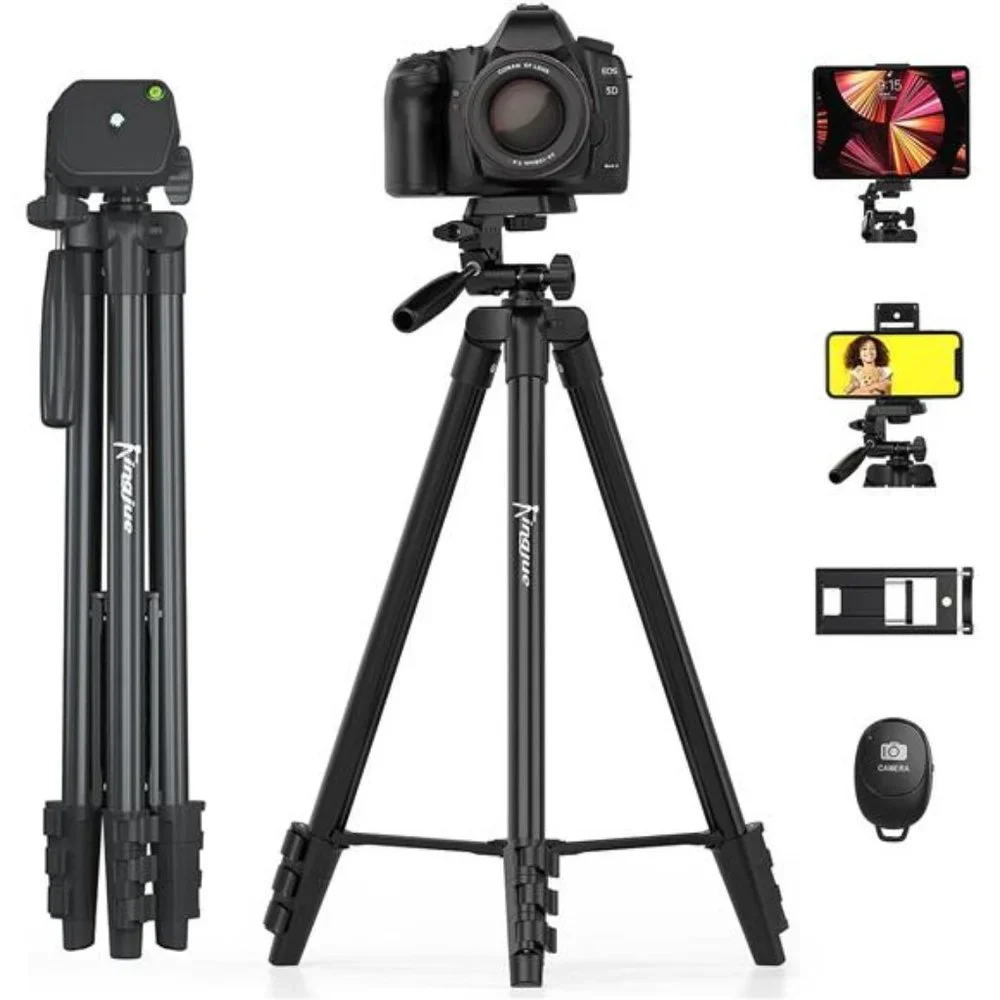 60'' Camera Phone Tripod Stand Compatible with Canon Nikon DSLR with Universal